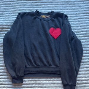 Aviator Nation Black Crewneck with Red Heart